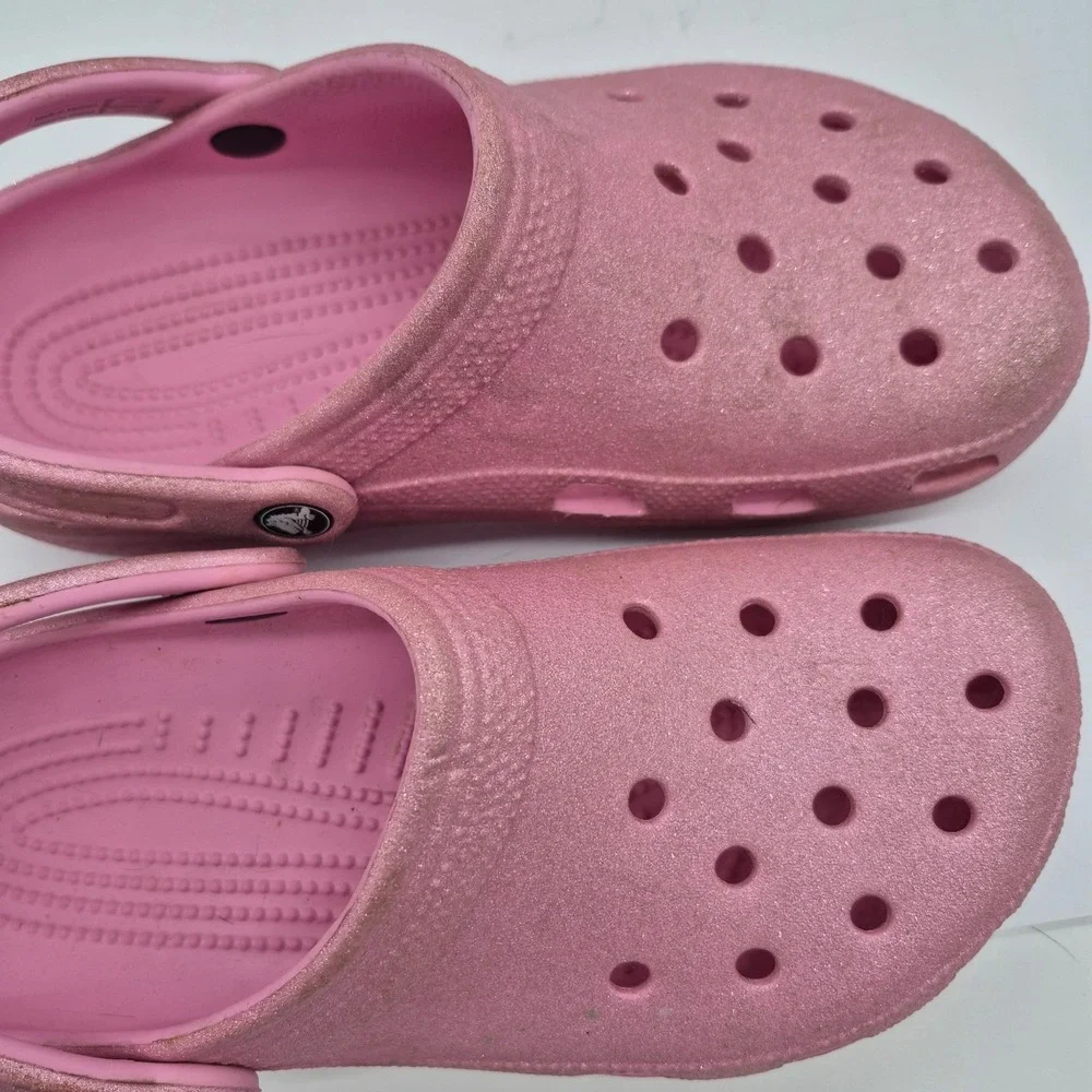 Pink Crocs Classic Glitter Clogs